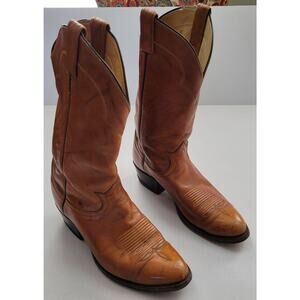 VTG Tony Lama Cowboy Boots Men's Size 9.5 D Brown Leather Western Style 5084